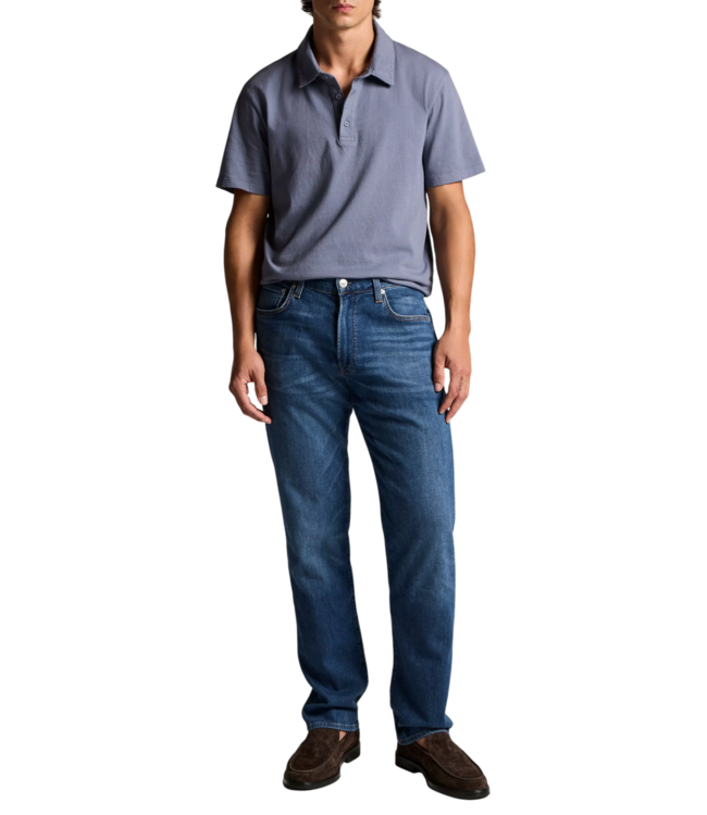 Garment Dye Short Sleeve Polo Shirt - Washed Hawk Blue