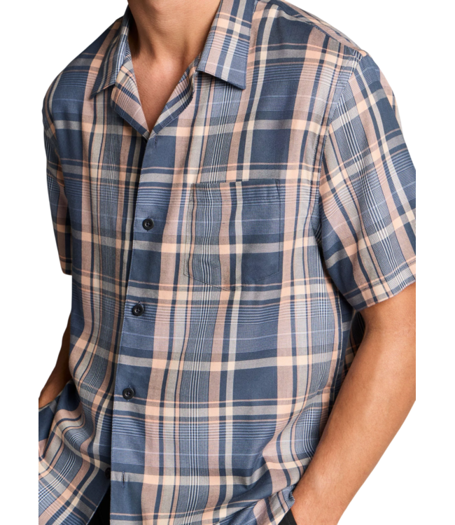 Prine Plaid Short Sleeve Cabana Shirt - Prussian Blue Combo