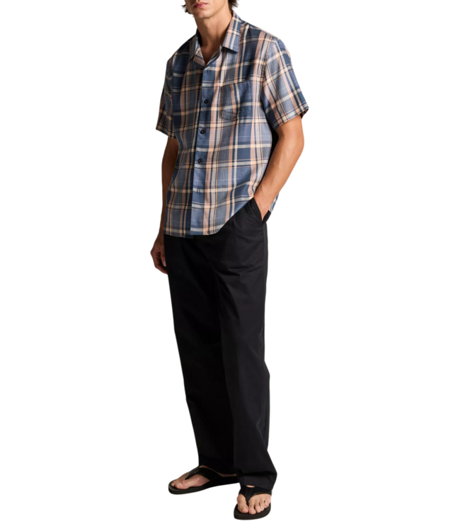 Prine Plaid Short Sleeve Cabana Shirt - Prussian Blue Combo