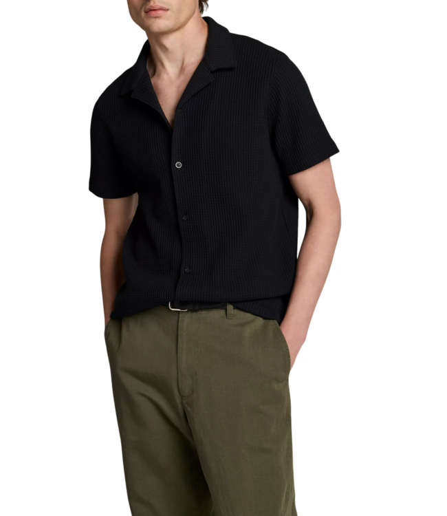 Macro Waffle Short Sleeve Cabana Shirt - Coastal Blue