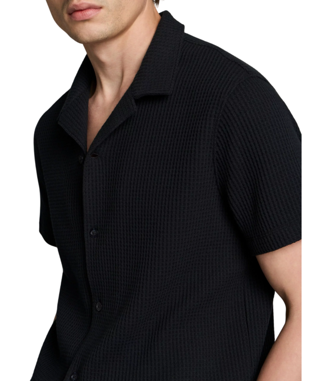 Macro Waffle Short Sleeve Cabana Shirt - Coastal Blue