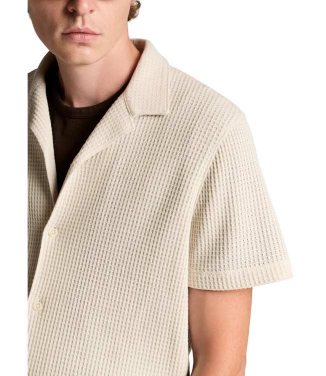 Macro Waffle Short Sleeve Cabana Shirt - Blanco