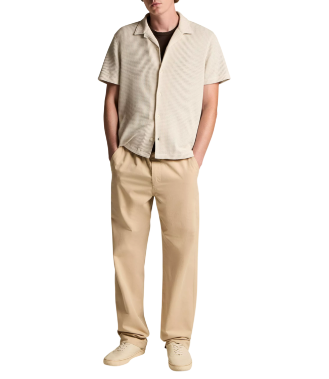 Macro Waffle Short Sleeve Cabana Shirt - Blanco