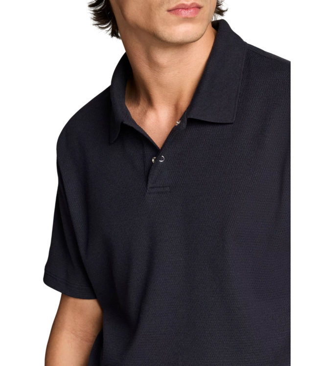Vince Mesh Knit Snap Polo Shirt- Coastal Blue