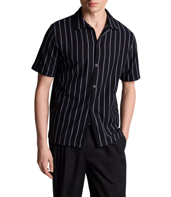 Vince Striped Terry Short Sleeve Cabana Shirt - Coastal Combo