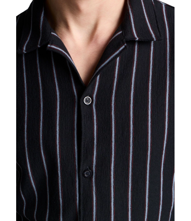 Vince Striped Terry Short Sleeve Cabana Shirt - Coastal Combo