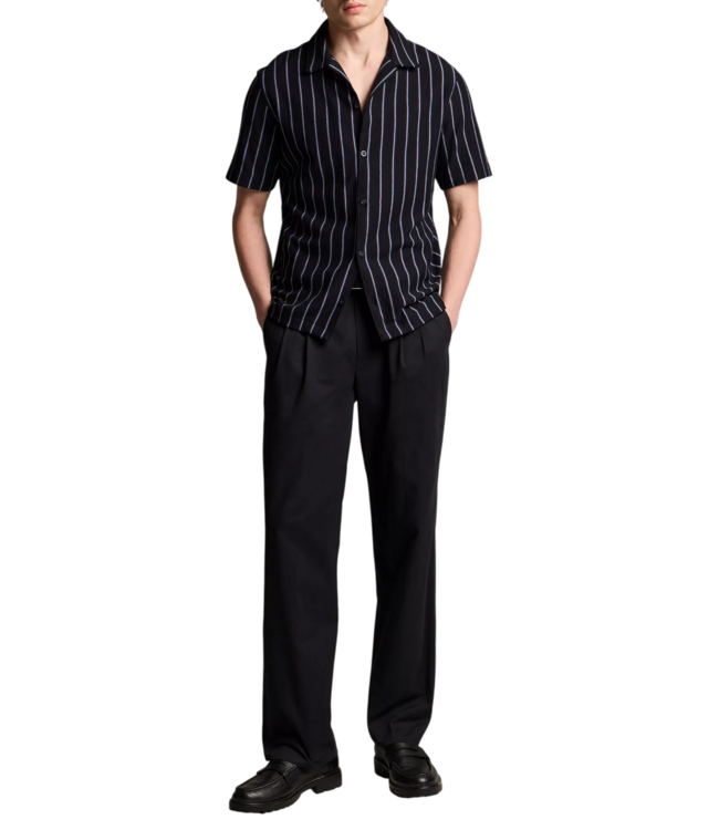 Vince Striped Terry Short Sleeve Cabana Shirt - Coastal Combo