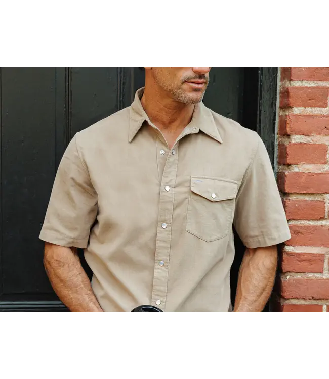 Short Sleeve Corduroy Pearl Snap - Irish Coffee