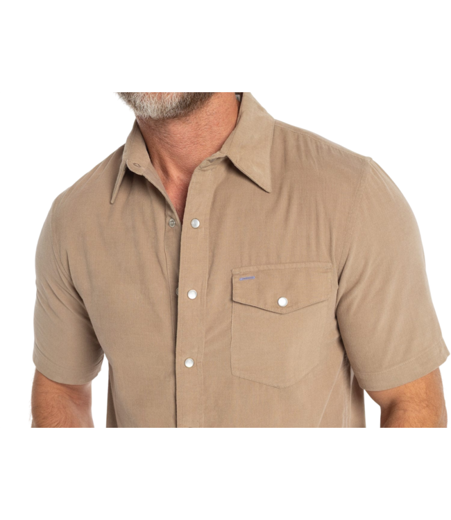 Short Sleeve Corduroy Pearl Snap - Irish Coffee