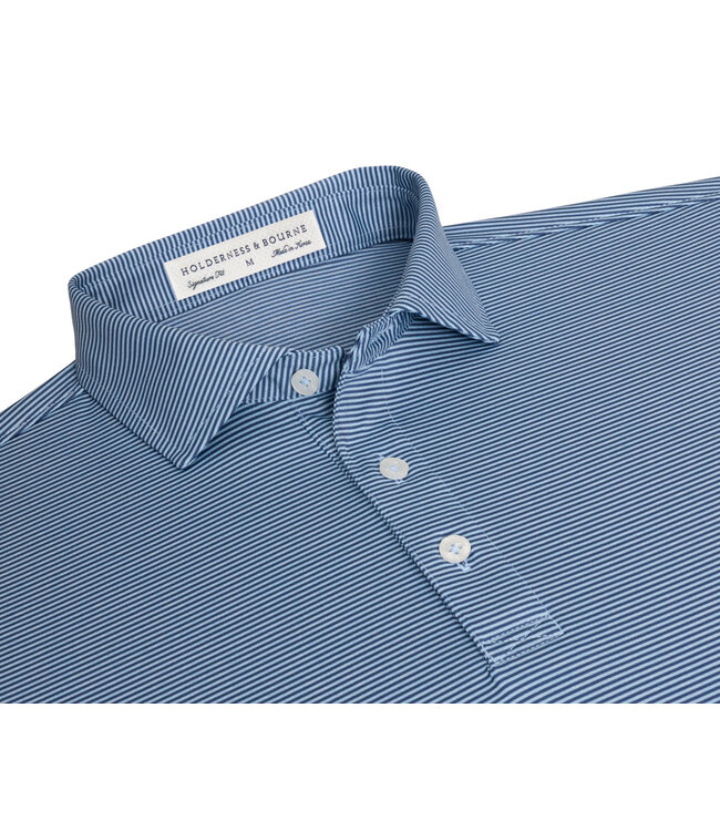 The Perkins Polo Shirt - Pacific Blue & Heathered Vista Blue