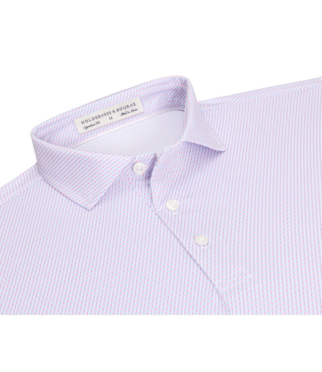 The Norman Polo Shirt - Faded Mauve & Vista Blue