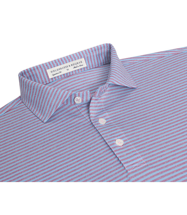 The Maxwell Polo Shirt - Vista Blue & Heathered Faded Mauve