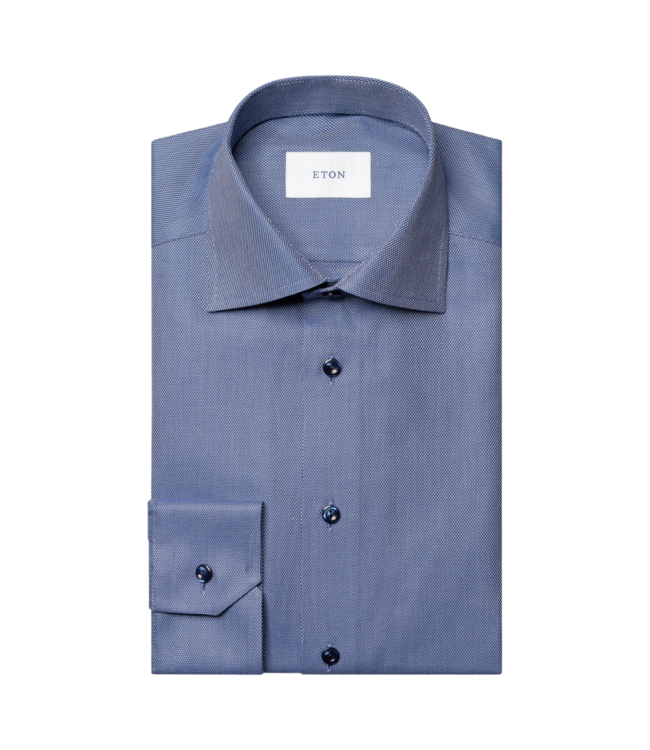Dark Blue Semi Solid Signature Twill Dress Shirt - Contemporary Fit