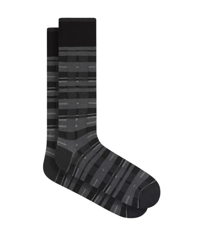 Bugatchi Bugatchi Cashmere Striped Mid-Calf Socks - Black