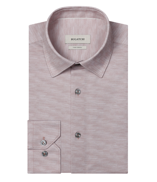 Bugatchi Bugatchi OoohCotton Herringbone James Shirt - Dusty Pink