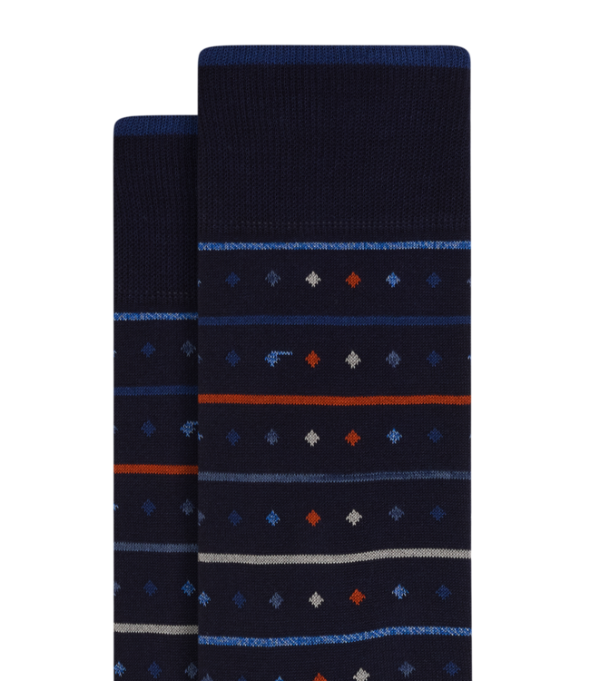 Bugatchi Bugatchi Striped Socks with Diamonds - Navy