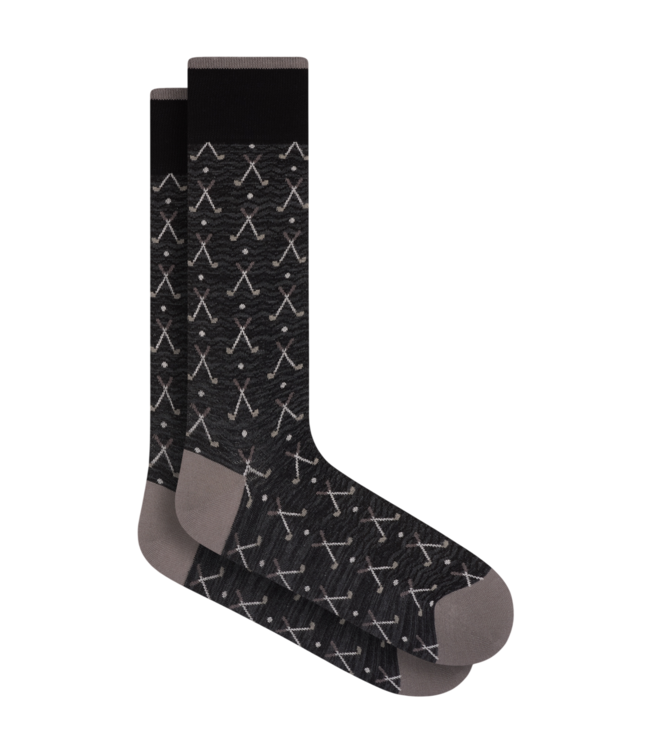 Bugatchi Bugatchi Golf Club Print Mid-Calf Socks - Black