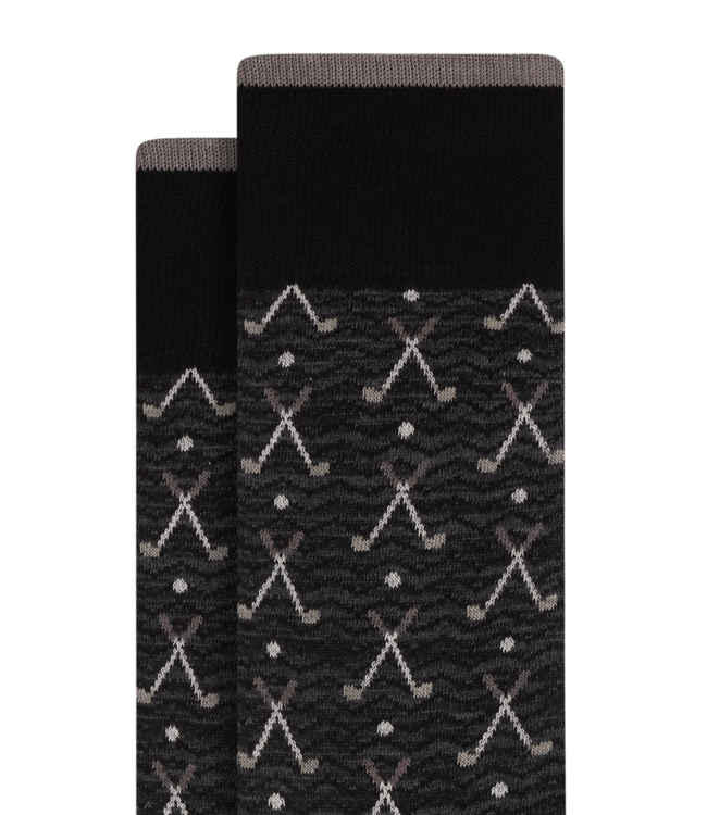 Bugatchi Bugatchi Golf Club Print Mid-Calf Socks - Black
