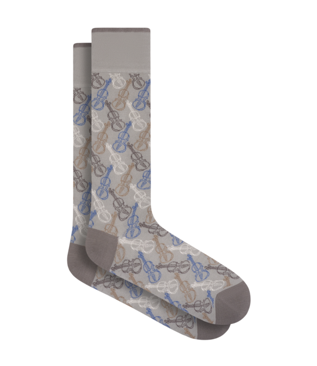 Bugatchi Bugatchi Violin Motif Mid-Calf Socks - Cement