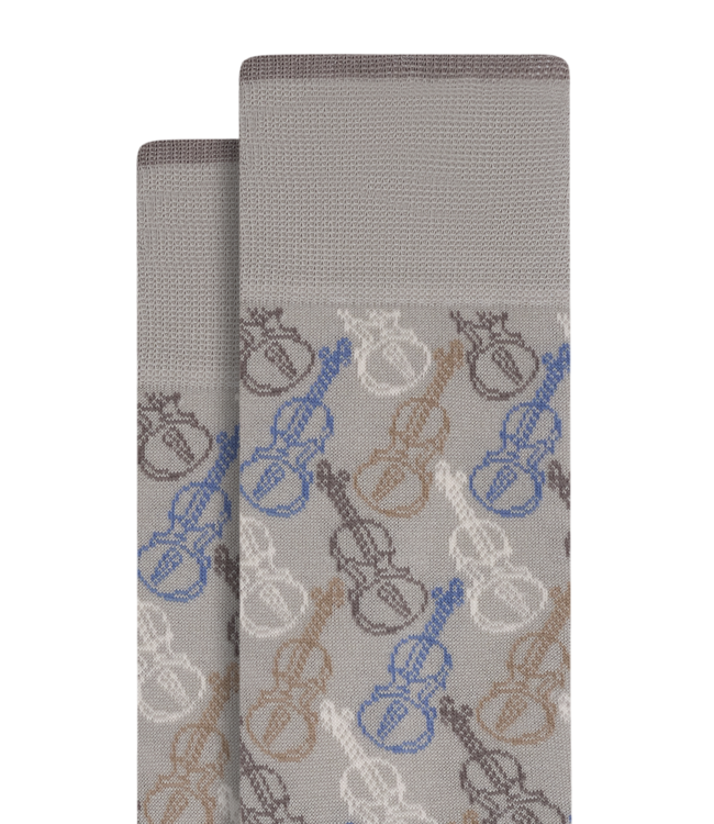 Bugatchi Bugatchi Violin Motif Mid-Calf Socks - Cement