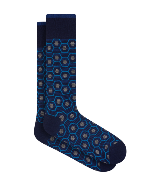 Bugatchi Bugatchi Geometric Pattern Mid-Calf Socks - Navy