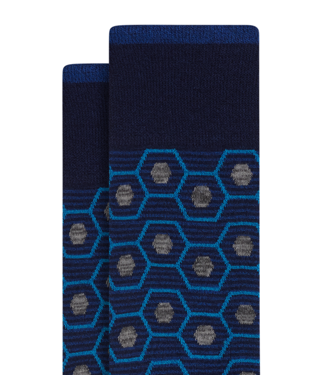 Bugatchi Bugatchi Geometric Pattern Mid-Calf Socks - Navy