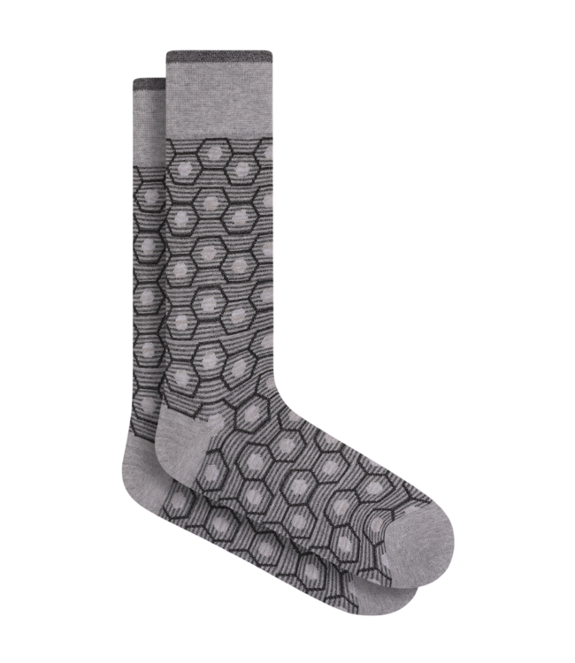 Bugatchi Bugatchi Geometric Pattern Mid-Calf Socks - Cement