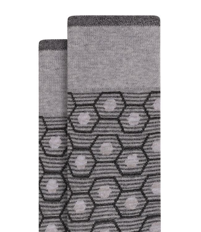 Bugatchi Bugatchi Geometric Pattern Mid-Calf Socks - Cement