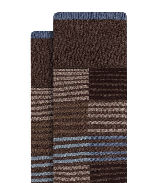 Bugatchi Bugatchi Striped Mid-Calf Socks - Mocha