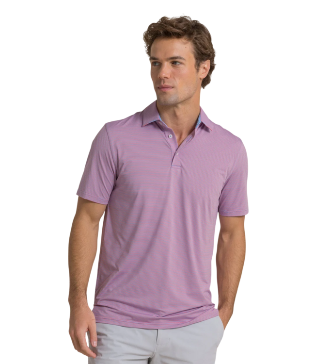 Southern Tide Southern Tide Coastal Breeze Meadowbrook Stripe Polo - Coral Beach