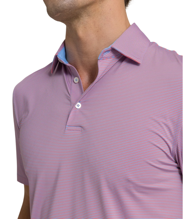 Southern Tide Southern Tide Coastal Breeze Meadowbrook Stripe Polo - Coral Beach
