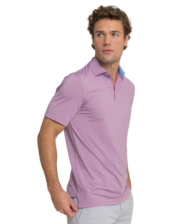 Southern Tide Southern Tide Coastal Breeze Meadowbrook Stripe Polo - Coral Beach