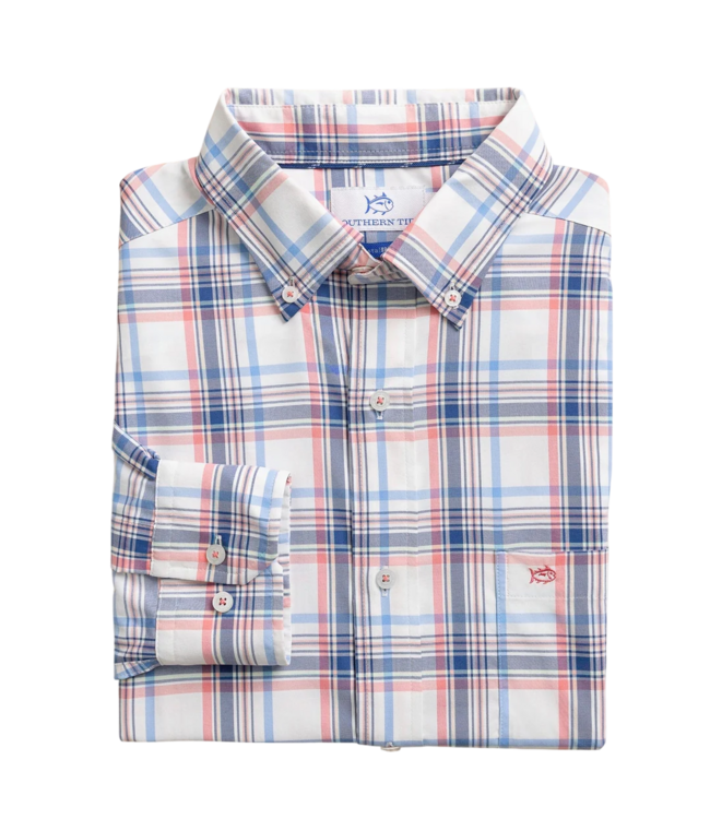 Southern Tide Southern Tide Gulf Haven Coastal Breeze Sport Shirt - Coral Beach