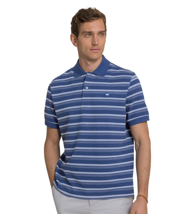Southern Tide Southern Tide Heather Stripe Skipjack Polo Shirt - Nautical Blue
