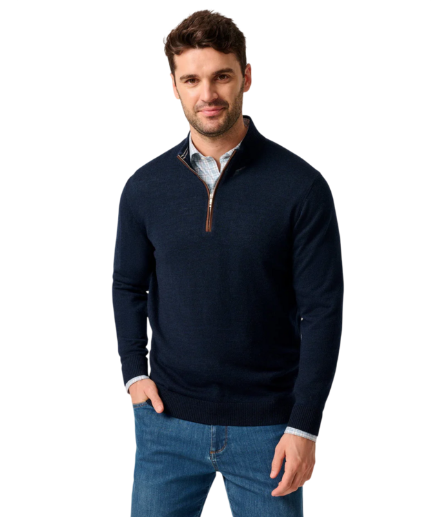 Johnnie-O Johnnie-O Raynor Merino Wool Quarter-Zip Sweater - Navy