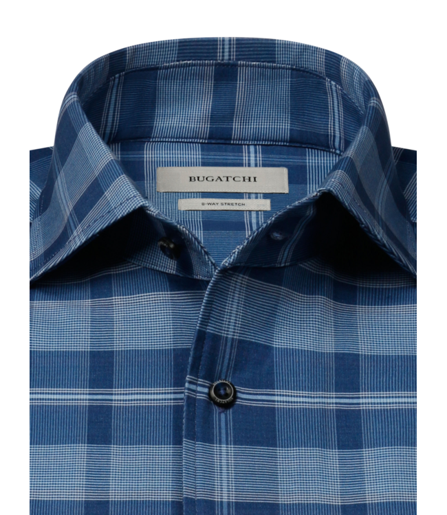 Bugatchi OoohCotton Devon Check Shirt - Marine Blue