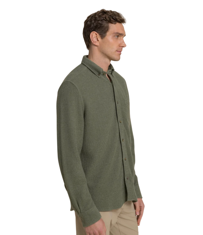 Waffle Weave Heather Sport Shirt - Cedar Green