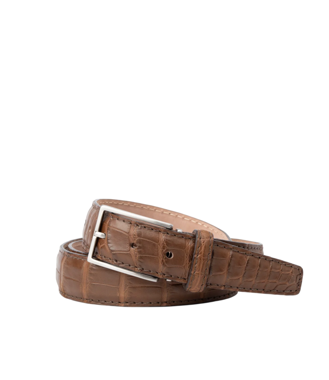 L.E.N. American Alligator Belt - Tobacco 35mm
