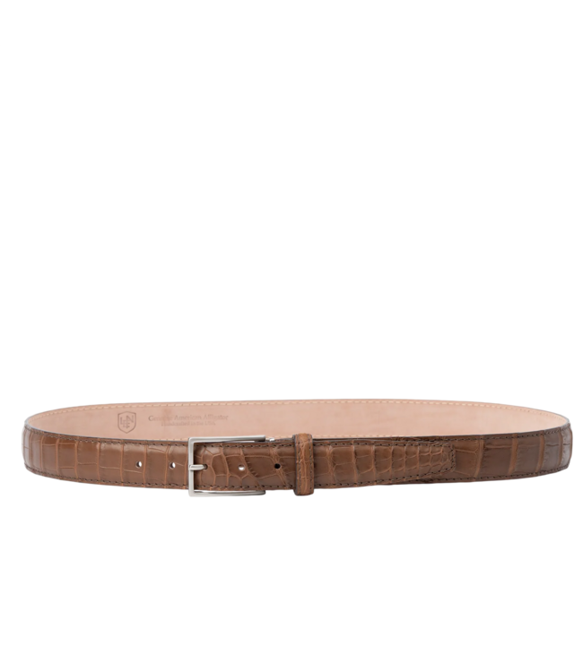 L.E.N. American Alligator Belt - Tobacco 35mm