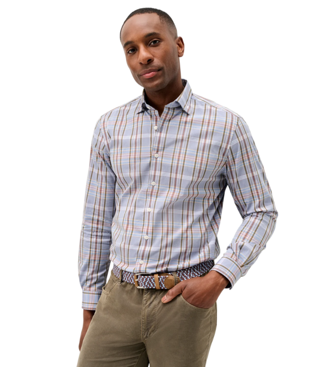 Johnnie-O Men's Potomac Plaid Shirt - Bluestone
