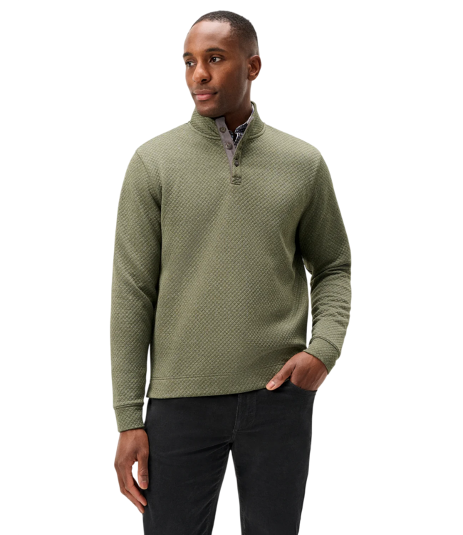 Johnnie-O Rockwells Diamond-Quilted Henley Pullover - Forest