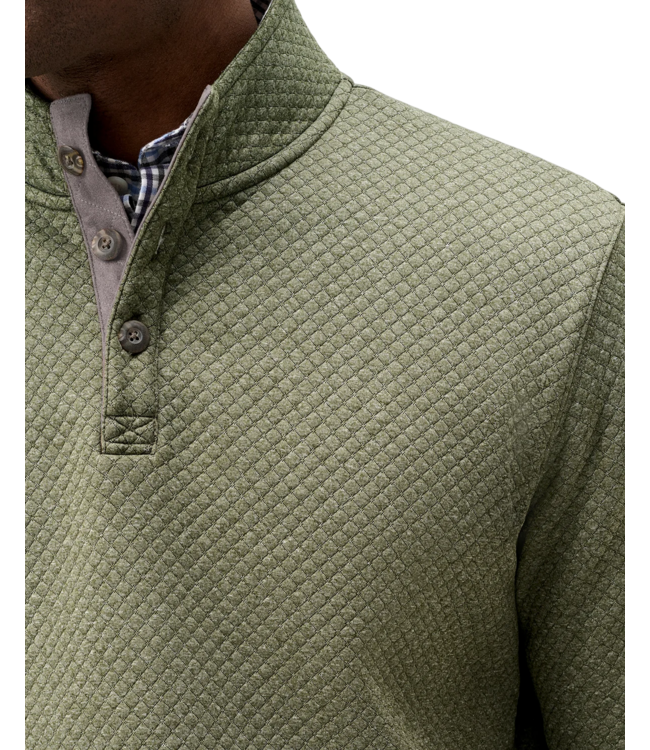 Johnnie-O Rockwells Diamond-Quilted Henley Pullover - Forest