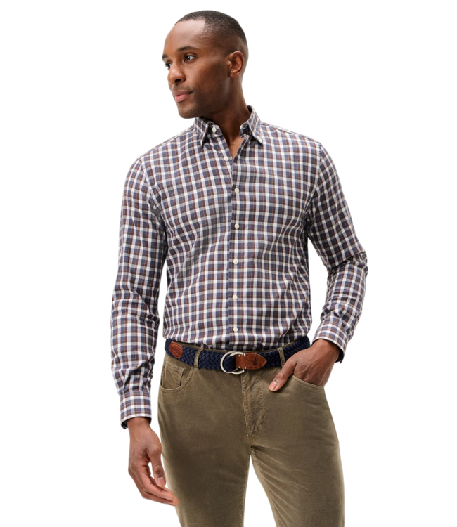 Johnnie-O Oak Bluffs Plaid Natural Performance Button Down Shirt - Lake