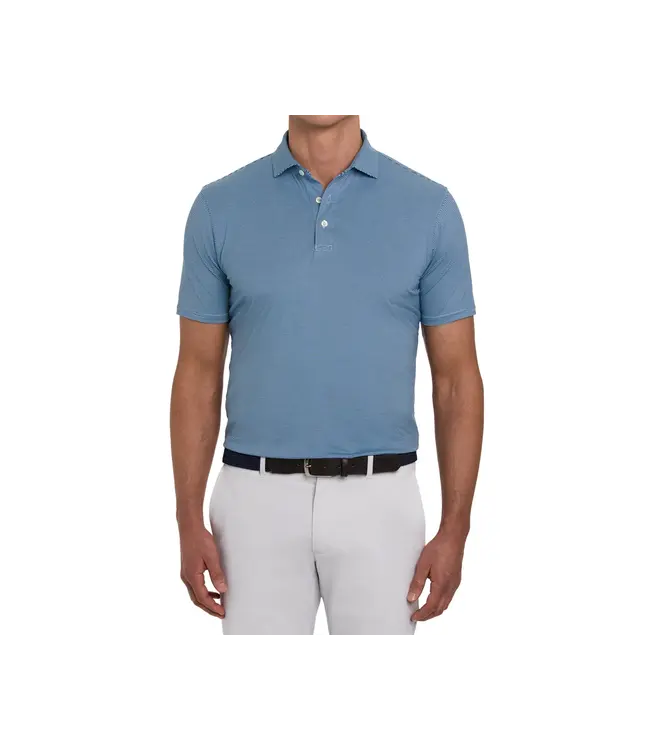 The Perkins Polo Shirt - Pacific Blue & Heathered Vista Blue
