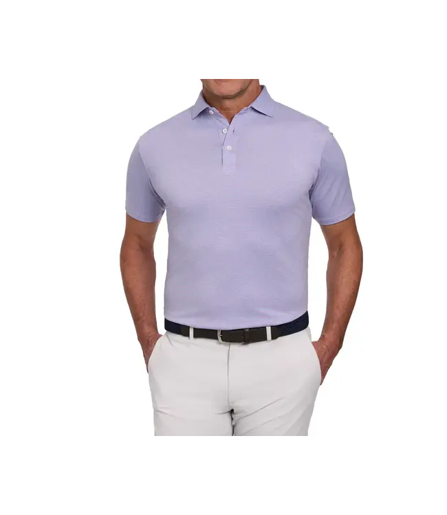 The Perkins Polo Shirt - Vista Blue & Heathered Faded Mauve