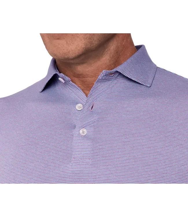 The Perkins Polo Shirt - Vista Blue & Heathered Faded Mauve