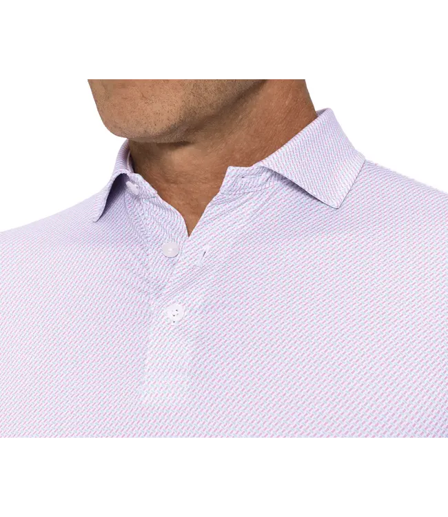 The Norman Polo Shirt - Faded Mauve & Vista Blue