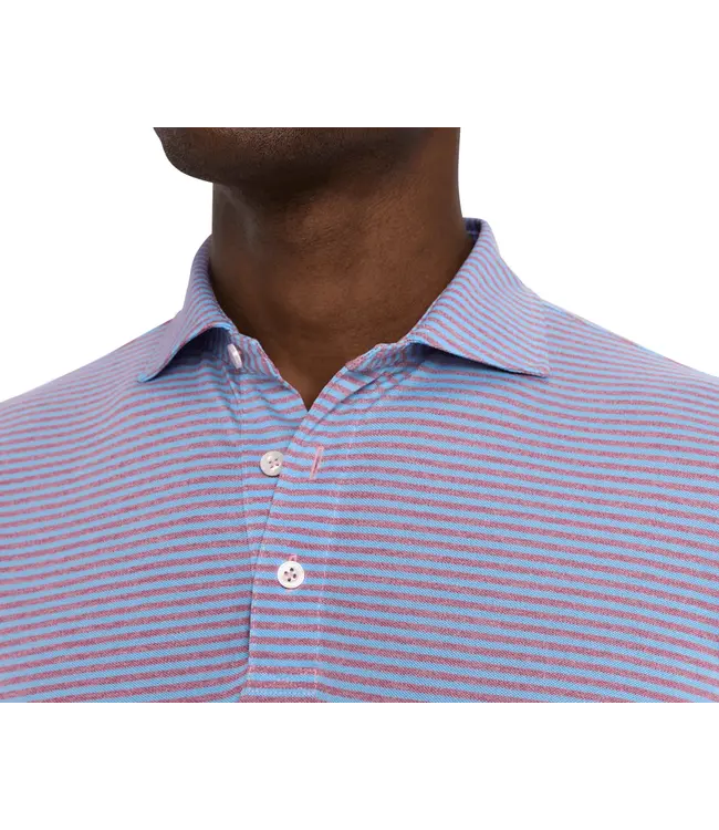 The Maxwell Polo Shirt - Vista Blue & Heathered Faded Mauve