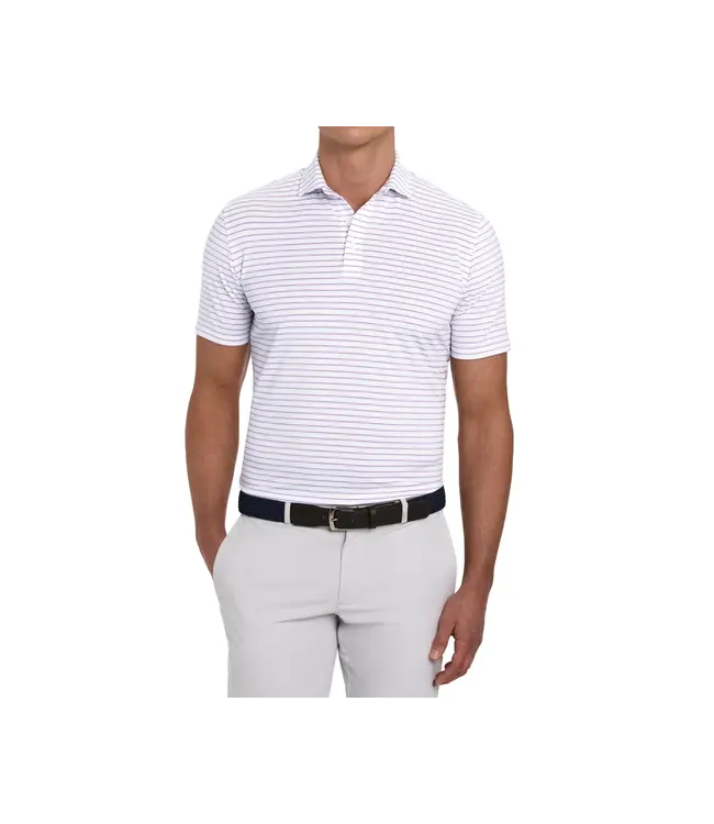 The Springer Polo Shirt - White, Faded Mauve & Vista Blue