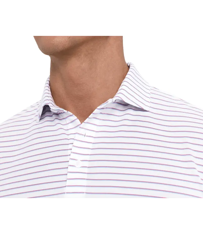 The Springer Polo Shirt - White, Faded Mauve & Vista Blue